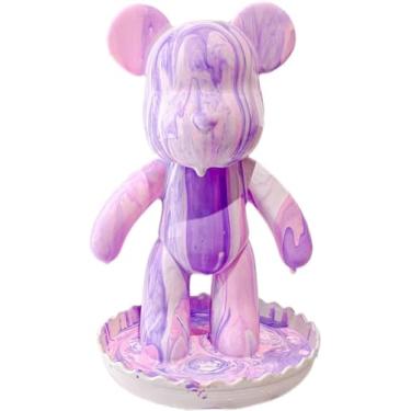 Imagem de HANDA DIY Urso Fluido Urso Urso Urso Violento Conjunto de Kit de Pintura Criativa Decorações de Casa Bonecas Artesanais Brinquedos Presente para Aniversário Dia dos Namorados (23 cm, Roxo + Branco +