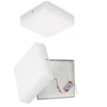 Imagem de Plafon Led Borda Infinita 50w Sobrepor Quadrado 30cmx30cm Bivolt Frio 