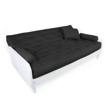 Imagem de Sofá Cama Paris Ripado Branco Acquablock Preto Madeira Nobre
