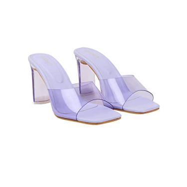 Imagem de Shoetopia Sandália de salto feminino goa, Roxa, 2 UK
