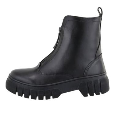 Imagem de Bota Feminina Tratorada Plataforma Inverno Sola Borracha Antiderrapante Fechamento Ziper Tamanho:35;Cor:Preto;Gênero:Feminino;Departamento BS:Esporte