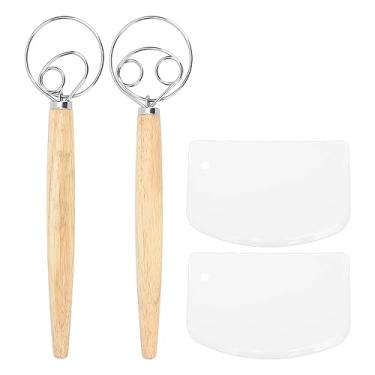 Imagem de YOUTHINK Bata de Massa Dinamarquesa, Misturador de Pão de Estilo Holandês Com Raspador, à Prova de Ferrugem e Resistente para (1 olho e 2 olhos batem e um raspador)