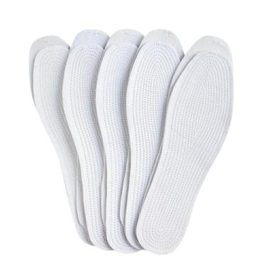 Imagem de 5 pares de palmilhas de algodão – inserções de sapato descalço, laváveis e reutilizáveis, absorventes de suor e controle de odores, zero queda, caimento justo, feminino 37/masculino 8,5/UE 41