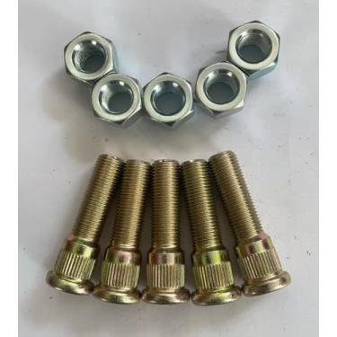 Imagem de WANTONE RACING 5 peças 1/5.1 cm-50.8 x 5.1 cm UHL Comprimento 1,5 cm Knurl Press-in Wheel Studs com porcas de substituição para eixo Dexter 1,587.6-3,175.1 kg cubo de reboque