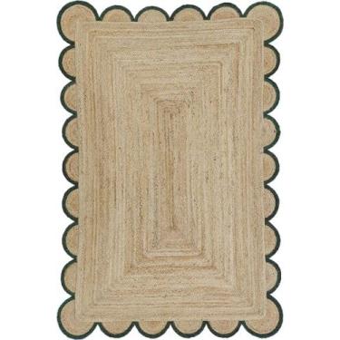 Imagem de The Weaver House Tapete decorativo personalizado feito à mão com corte boêmio de juta natural (GRN) - (6 x 9)