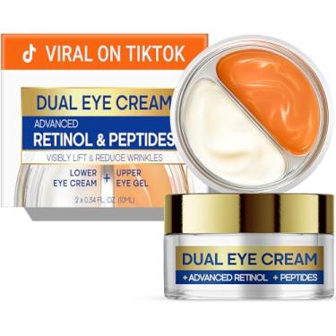 Imagem de SKIN ULTIMA Creme duplo para os olhos com retinol avançado, peptídeos, cafeína para olhos inchados e olheiras, rugas, antienvelhecimento, tratamento de bolsas sob os olhos, aperto instantâneo, sem