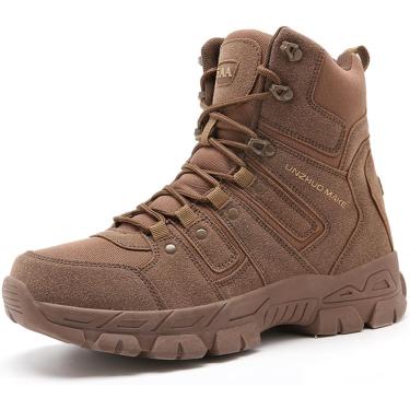 Imagem de Botas táticas militares de couro de camurça masculina, marrom, 10,5 Reino Unido