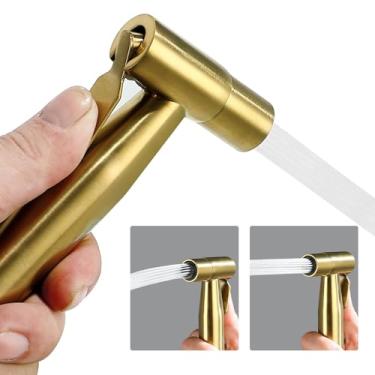 Imagem de BARROCK Cabeça de pulverizador portátil de bidê de aço inoxidável Shattaf Jet Spray acessório para vaso sanitário, pulverizador de fraldas de pano de bebê com controle de pressão de água ajustável