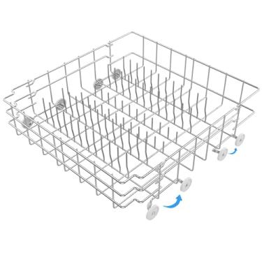 Imagem de Peças de reposição para lava-louças 808602302 de aço inoxidável 304 compatível com Electrolux Kenmore Frigidaire conjunto de rack inferior para lava-louças com rodas 154174501, escorredor de louça