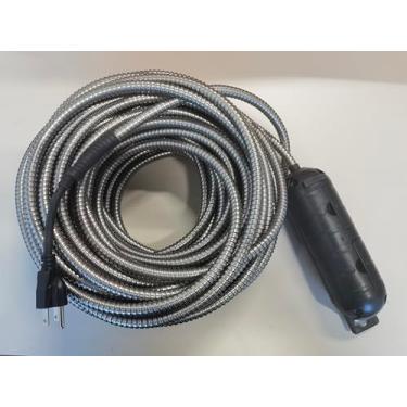 Imagem de HQUA FS01EC Cabo elétrico de extensão de borracha para uso externo com manga de aço inoxidável antimordida, 3C 18AWG, certificado UL, conector impermeável 1 M25 e caixa incluídos.