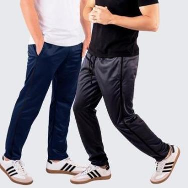 Imagem de Kit 2 Calça Slim Helanca Flanelada Com Listra Lateal Treino-Masculino