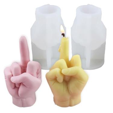 Imagem de Molde de silicone 3D em forma de mão, mini paródia, divertido, 10 cm, molde de vela com gestos, faça você mesmo, molde de fundição de resina 3D em forma de dedo médio para cera de soja, cera de abelha