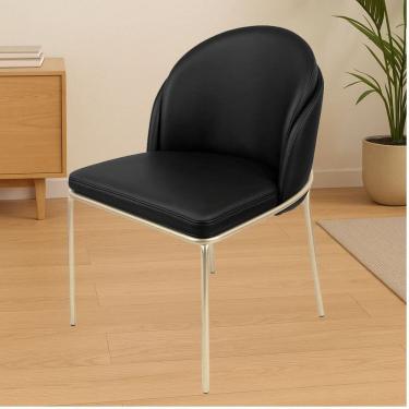 Imagem de Cadeira para Sala de Jantar Couro e Metal Aurora Preto