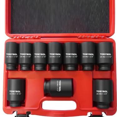 Imagem de Conjunto de soquetes Impact TONYNOL 1/2" com unidade SAE 10PC de 6 pon