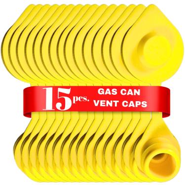 Imagem de 15 peças de tampas amarelas de ventilação para latas de gás - aberturas para latas de plástico e jarras de combustível de metal, kit de ventilação para lata de gás Blitz, tampas de ventilação de lata