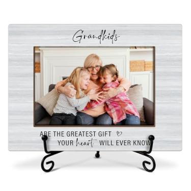 Imagem de RLCNOT Porta-retrato para netos, para netos, presentes para novos avós, moldura de madeira com suporte, moldura de 10 x 15 cm para exibição de prateleira de mesa, decoração de mesa de escritório em