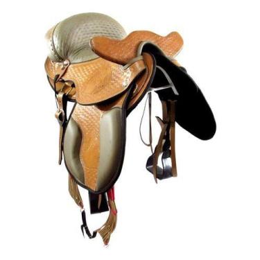 Imagem de Sela Entalhada Para Cavalo Completa Natural 16 Polegadas Inox Cavalga 