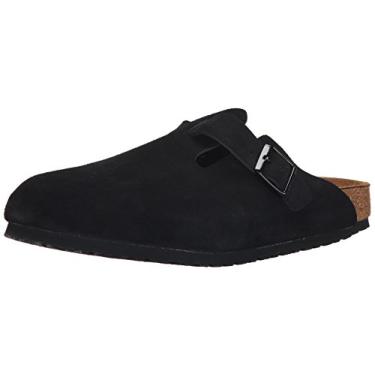 Imagem de Sand lia de couro unissex Boston da Birkenstock, Black Suede, 12-12.5 Narrow Women/12-12.5 Narrow Men