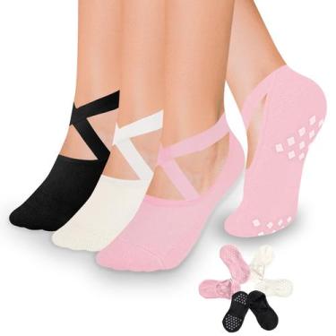 Imagem de Pacote de 3 meias Grip Socks Diu Life para mulheres, ioga e pilates an