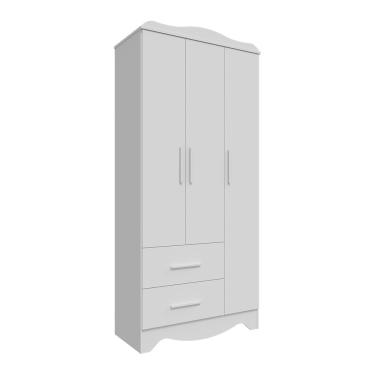 Imagem de Armário Infantil Clara 3 Portas Lisa Plus Branco Peroba