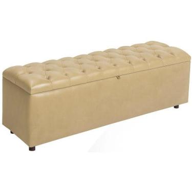 Imagem de Baú Recamier Rominha Couro Bege 140 cm - TNA Decor