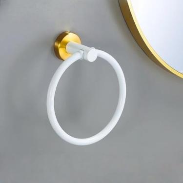 Imagem de Conjunto de acessórios para banheiro em ouro branco, barra de toalha de aço inoxidável 304, porta-papel higiênico, gancho para roupão, conjunto de acessórios, WG, anel para toalha A