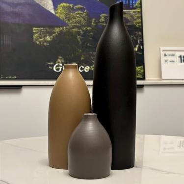 Imagem de Conjunto de vasos de flores decorativos, estilo rústico moderno, vasos de cerâmica para decoração de casa, prateleiras de prateleira de ilha de cozinha, manto, lareira, console de TV, decoração de