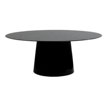 Imagem de Mesa de Jantar Cone Oval 198x122 cm Tampo Laca Preta Base Preta - Pers