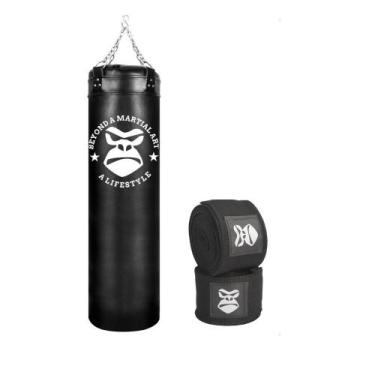 Imagem de Saco De Pancada Profissional Treino Boxe 120 Cm Bandagem Elástica 3 Me