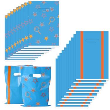 Imagem de 50un Unidades Sacolinhas Guloseimas Azuis e Laranja, Sacolinhas Doces Festa Professor Inglês Desenho Animado Aniversário Infantil Chá Bebê Caminhão Bombeiros Bombeiro Lembrancinhas Decoração