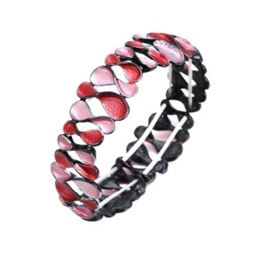 Imagem de LUREME Pulseira floral vintage Waterdrop - Pulseira elástica de esmalte multicolorido para mulheres, joia Boho ajustável (bl003626), One Size, Liga de aço, Sem Pedra Preciosa