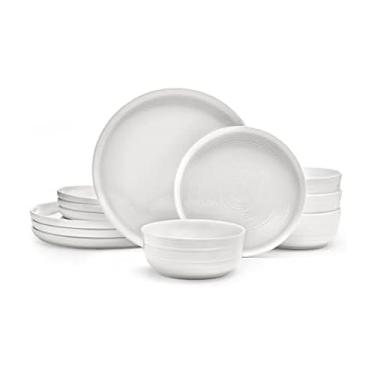 Imagem de Mikasa Conjunto de louça Callie resistente a lascas com 12 peças, serve para 4, branco