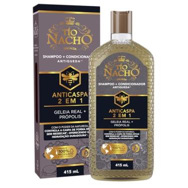 Imagem de Tio Nacho Anticaspa 2 em 1 com Geleia Real e Extrato de Própolis, ajuda a combater a caspa do couro cabeludo diminuindo a sensação de coceira, deixando-o forte, hidratado e fácil de pentear 415 ml