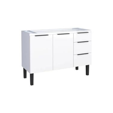 Imagem de Gabinete de Cozinha 117cm Armário Aço 2 Portas e 3 Gavetas (Branco)