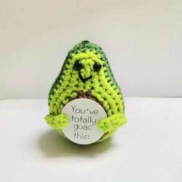 Imagem de BFYCHYC Handmade Emotional Funny Avocado Gift, Cute Avocado Funny Knitting Doll Ornaments with Positive Life Card, Funny Fruit Doll Series Toy for Ornaments Gift Room Decor (1pcs)