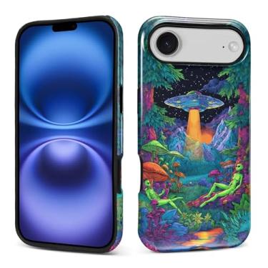 Imagem de Kapadiy Capa para iPhone 17 Air, design de plantas de nave espacial alienígena híbrida dupla proteção de silicone rígido PC à prova de choque, capa protetora fina antiarranhões para homens e mulheres