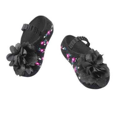 Imagem de Puket meia sapatilha floral meninas antiderrapante flor kids, Preto, 1