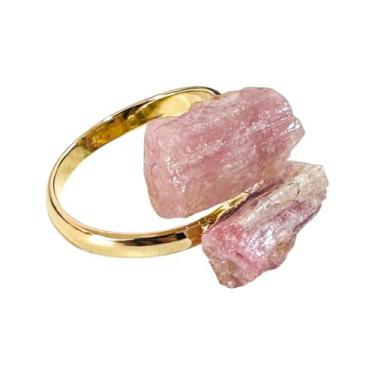 Imagem de Anel Pedra Natural Turmalina Rosa Bruta Ajustável - Equilíbrio Pedras 