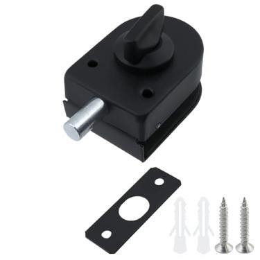 Imagem de Geesatis Trava de piso de porta de vidro sem moldura, trava de parafuso de aterramento, sem perfuração, aço inoxidável 304, para porta deslizante/push pull de 3/8-1/5.1 cm (10-12 mm), 3,2 × 5,6 cm