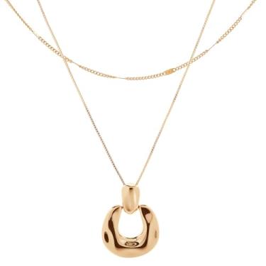 Imagem de IHOKIT Colar em camadas de ouro para mulheres, joias modernas, banhado a ouro 18 K, corrente grossa, empilhável, retrô, colar vintage requintado, colar que não desbota, 17.7 inches, Ouro, Quartzo