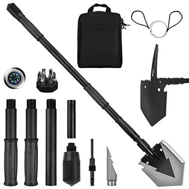 Imagem de Pá tática militar para sobrevivência com múltiplas ferramentas, picareta de emergência para acampamento militar para carro off-road e detecção de metal