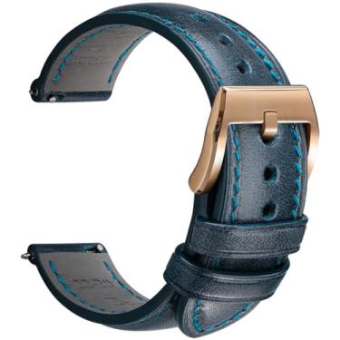 Imagem de REZERO Pulseiras de relógio de couro feitas à mão, de liberação rápida, pulseiras de relógio luxuosas de couro curtido vegetal de flor integral, resistentes e resistentes ao desgaste, substituições de