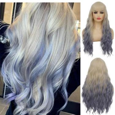 Imagem de Peruca Swiking Blonde Ombre Azul Encaracolado Longo Sintético