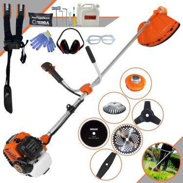 Imagem de Aparador de Grama À Gasolina Terra GR520XP 52cc 2,5HP 6.500rpm Multifuncional Com 4 Lâminas de Corte + Carretel Nylon + Escova de Aço 38 Cerdas + EPI