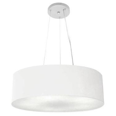 Imagem de Lustre Luminária Pendente Cupula Em Tecido Md-39803 - Bivolt - Para 3 Lâmpadas E27 - Lustres Vivare Branco 50x15cm