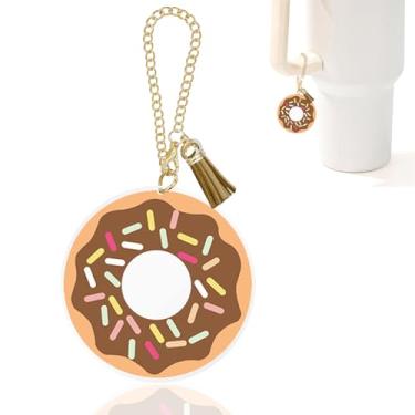 Imagem de Ldntly Acessórios para copo Stanley Donut, pingentes Stanley para alça de garrafa de água, chaveiro, chocolate, donuts, presentes para mulheres, mãe, irmã, amiga, aniversário, bolsa e mochila