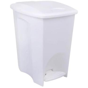 Imagem de Lixeira 7L Com Pedal Branca Plasútil - Plasutil