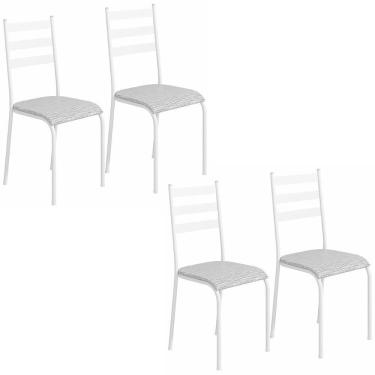 Imagem de Kit 4 Cadeiras 541 Sala Jantar Cozinha Pés Aço Tubular Cinza Branco