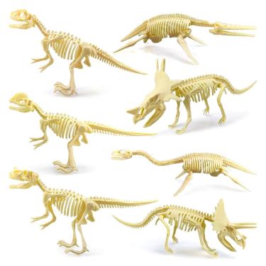 Imagem de Conjunto de figuras de esqueleto de dinossauro, 7 peças de brinquedo infantil de PVC realista