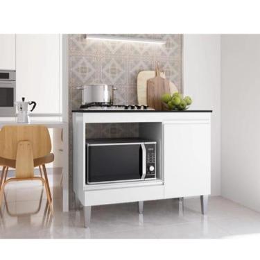 Imagem de Balcão Para Cooktop Carla 4 ou 5 Bocas 1 Porta Branco - Ajl Moveis